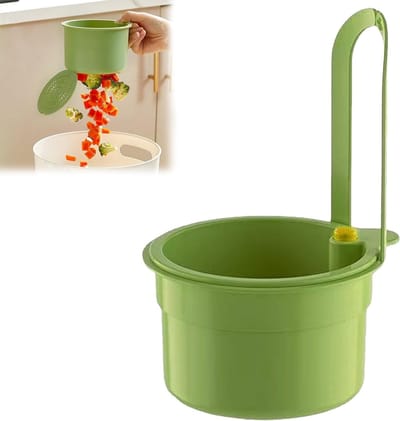 Afvoerzeef voor de keuken, ideaal voor het wassen van groenten, fruit en pasta, met handige knop en multifunctioneel ontwerp (Groen)