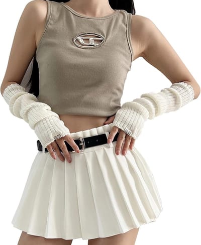 Langere Mouwloze Armwarmers voor Vrouwen, Y2K Stijl, Harajuku Gebreide Mouwen, Gothic Punk Accessoires, Perfect voor Festivals en Mode