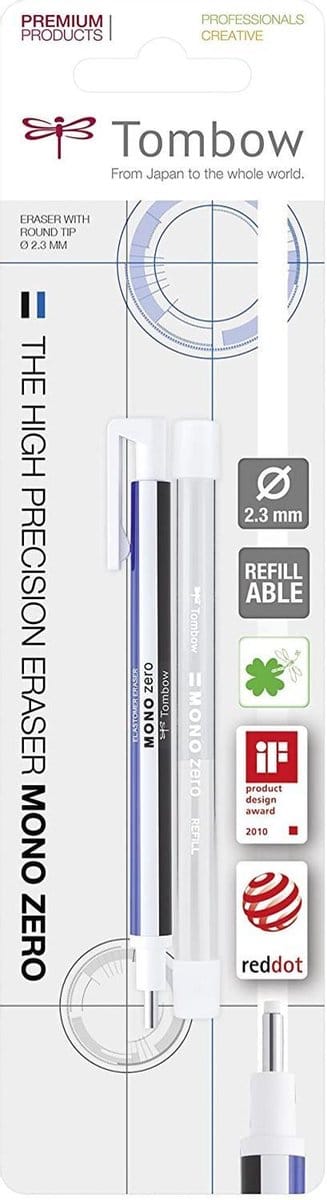 Tombow Mono - Intrekbare Gumpotlood + 3 Vullingen - Rond - 2,3 mm - Blauw