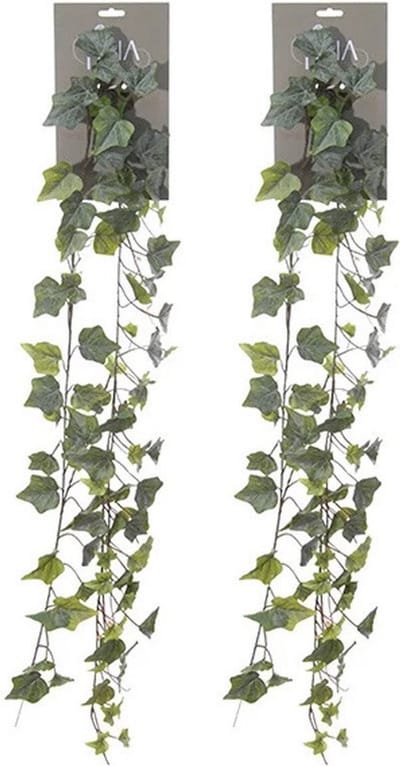 Louis Maes kunstplant blaadjes slinger Klimop/hedera - 2x - groen - 180 cm - Klimplanten
