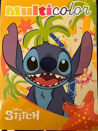 Multicolor kleurboek Stitch - Disney - wit - paars lila banner - Angel en Lilo - 17 kleurplaten - 32 pagina's