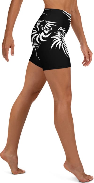 Sport Short - design Yin Yang Power Up - High Waist - Dry Fit - High Performance - 4way stretch - UPF 50+ - Hardloop - Yoga - Fitness - Dans - Pilates - Training - Korte Broek- dames- zwart wit - maat XS