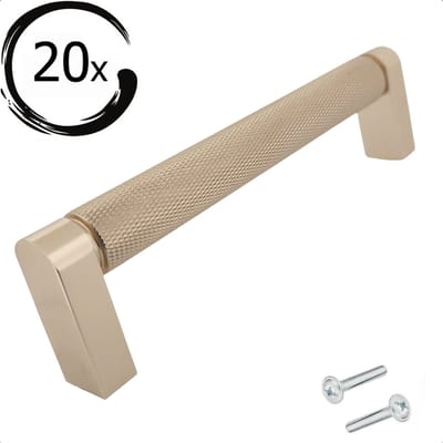 20X Meubelgreep Ribbel RVS Goud 128mm Boormaat - Greepjes - Handgreep - Handgrepen keukenkastjes - Handvatten - Meubelgreep Goud - Handgrepen voor deurtjes