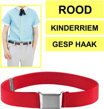 Fako Fashion - Kinderriem Elastisch Gesp - Elastische Riem Voor Kinderen - Rekbare Riem - Broekriem - Stretch Riem - Rood