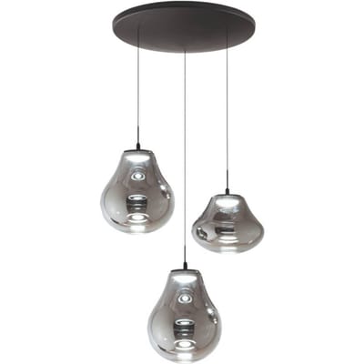 Fabas Luce LED hanglamp Deva, 3-lamps, Ø 50 cm, grijs, CCT, dimbaar