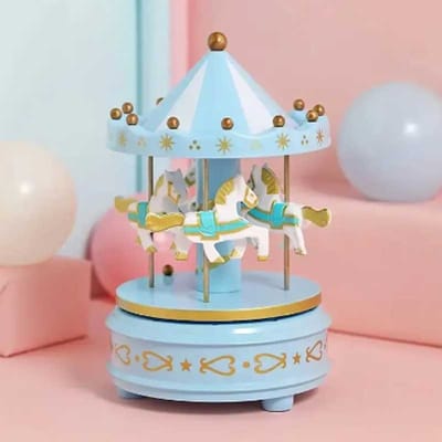 1pc boîte à musique carrousel de luxe 4 chevaux rotation rotation romantique luxe carrousel jouets travail manuel boîte à musique cadeaux
