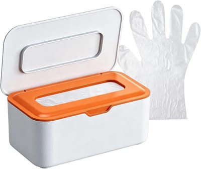 Doekjesdispenser Navulbaar - Doekjeshouder Doos - Opgeruimd Thuis - Strakke Deksel Sluiting - 20 x 12.5 cm - Oranje
