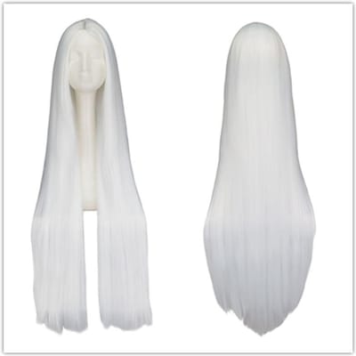 Witte Pruik 100CM/40 Inch Synthetisch Hittebestendig Fiber Lang Halloween Kostuum Cosplay Carnavals Recht Haar 40inches gray