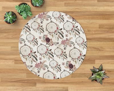 Coloray Vloerbeschermer - dromenvangers Stoel Mat - 100x100 cm - Veelkleurig Bureaustoelmat - Vloerbeschermer Vinyl - PVC Vloerbeschermer - Ronde Mat - Etnische Thema