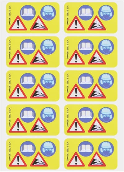 Waarschuwingsstickers Kettingzaag - Veiligheidspictogrammen - Veilig Gebruik - Waterdicht PVC Materiaal - 10 Stuks - Zwart Wit