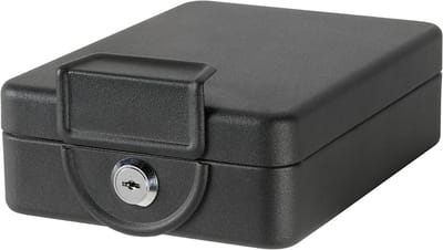 Geldkist - onderbouw kluisje - afsluitbaar met sleutel - inschuifframe - metaal - zwart - 16 cm