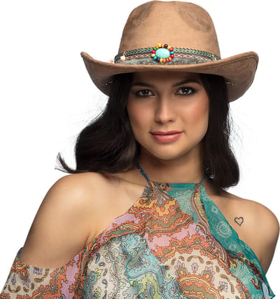 Boland - Hoed cowboy Festival Bruin - 59 - Volwassenen - Unisex - Festival - Western