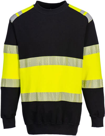 Portwest PW3 FR Modaflame HiVis klasse 1 Sweatshirt FR716 - Geel/Zwart - L