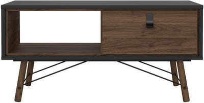 Giga Living Salontafel Ry - Met Lades - Zwart/Bruin - 100x50x50cm