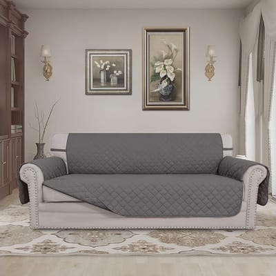 Olanly - Bankhoes- Sofa cover- Meubelhoes- Bank beschermer - 314x193 cm -Donkergrijs en Grijs
