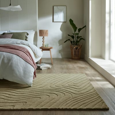 Flycarpets Laagpolig Wollen Vloerkleed Mesmerize - Abstract - Sage / Groen 120x170 cm