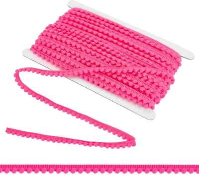 Dailygoods- Ballfranjes 24 Yards - Rode Franjes - 3/8 Inch (10 mm) Breed - Polyester Kanten Band - Voor Naaien en DIY Ambachten - Franje
