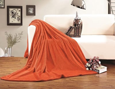 Luxe Zachte Fleece Plaid voor het Hele Jaar - Volledig/Queen Maat in Warme Oranje Kleur
