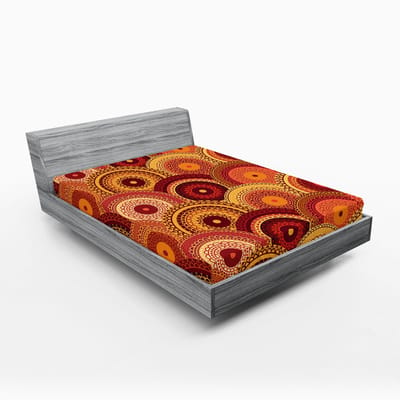 ABAKUHAUS Mandala Hoeslaken, Rond Mandala, Zachte Decoratieve stof met Elastische Band, 140 x 200 cm, Multicolor