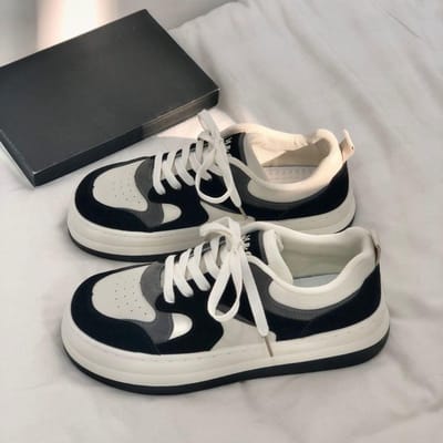 Lente en Herfst Nieuwe Schoenen met Platformzool voor Studenten, Sport en Vrije Tijd, Ins Trendy Streetstyle Board Schoenen 40 zwart