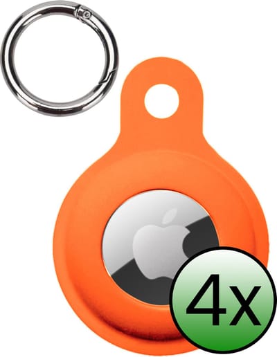 Hoesje Geschikt voor Apple AirTag 2 Hoesje Case Hoesje Geschikt voor Apple AirTag 2e generatie Sleutelhanger Siliconen Hoes - Oranje - 4 Stuks