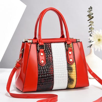 Nouveau Sac à Main Motif Alligator Patchwork Bloc de Couleurs Sac d'Épaule Grande Valeur Multi-couches Grande Capacité Sac Bandoulière Mode ，