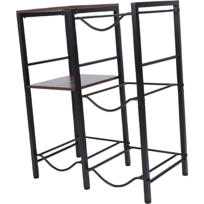 Porte-brocs Gain de place Assemblage facile Forte capacité de charge Étagère de rangement 3 niveaux en acier au carbone pour bureau salon black