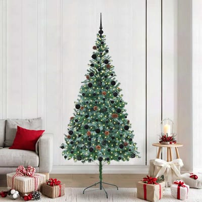 vidaXL - Kunstkerstboom - met - 300 - LED - Groen - 210 - cm - PVC - en - Staal