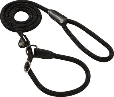 LOUZIR Cesar Millan Sliplijn -Nylon - Hondenriem -verstelbaar- Zwart  - 130 cm