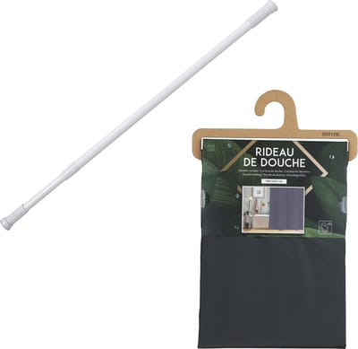 Douchegordijn met ringen - antraciet - pvc - 180 x 200 cm - incl ophangstang uitschuifbaar 70-120 cm