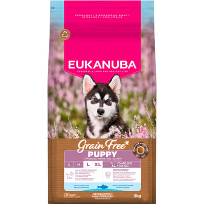 3kg Eukanuba Grain Free Puppy Large & Giant Breed Zeevis Droogvoer voor honden