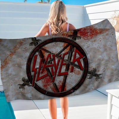 Slayer Heavy Metal Band Muziek Badhanddoek Microvezel Zacht Waterabsorberend Ademend Voor Meisje Kinderen Decoratief Cartoon W102*H193(CM)