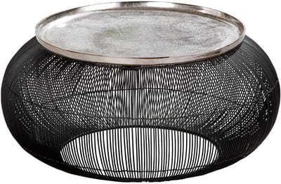 Bijzettafel Rond - Accenttafel Aluminium - Woonkamer Inrichten - Duurzaam Aluminium - 64 cm Diameter - Zwart Zilver