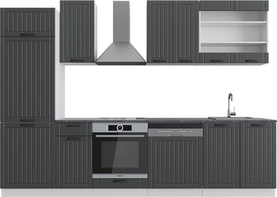 Vicco Fame-Line Complete keukeneenheid – 300 cm, WB Antraciet Antraciet landhuis/wit