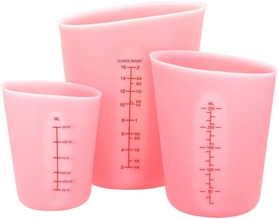GELLDG Siliconen maatbekers - Set van 3 - BPA-vrij - Met milliliter-/ounce-markeringen - 125 ml/250 ml/500 ml - Geschikt voor doe-het-zelf knutselvormen - Ook geschikt voor chocolade en bakken