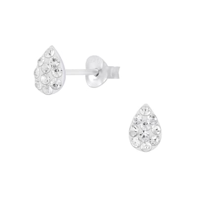Joy|S - Zilveren druppel oorbellen - 5 x 7 mm - kristal