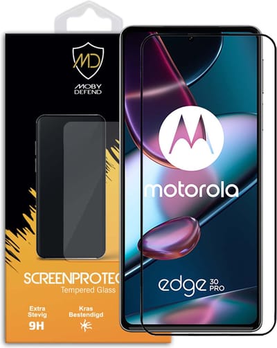 MobyDefend Screenprotector - Geschikt voor Motorola Edge 30 Pro - Screensaver Met Zwarte Randen - Gehard Glas