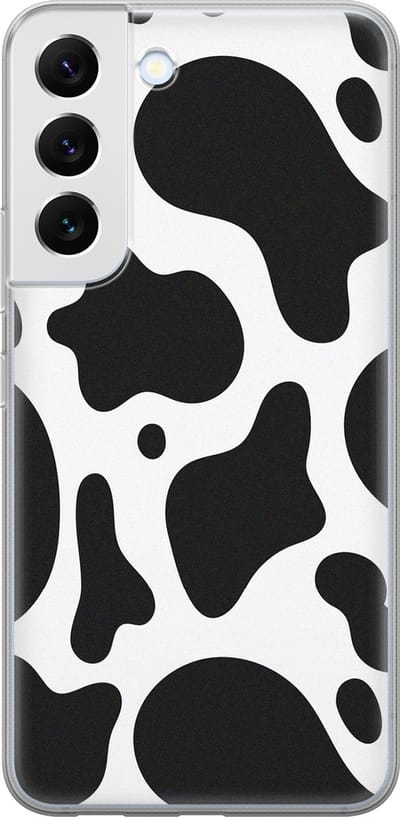 Leuke Telefoonhoesjes - Hoesje geschikt voor Samsung Galaxy S22+ - Koeienprint - Soft case - TPU - Print / Illustratie - Zwart, Wit