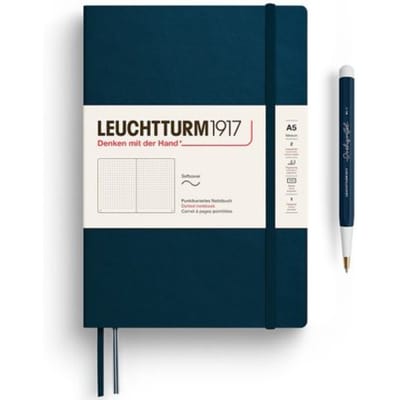 Leuchtturm1917 notitieboekje, softcover, medium a5, dotted, diepzee blauw
