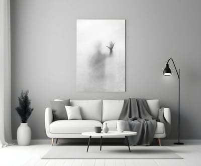 Glasschilderij Despair – Modern Wanddecoratie op Glas – Abstract Kunst – Hoge Kwaliteit – Voor Woonkamer of Kantoor - 90x60 cm