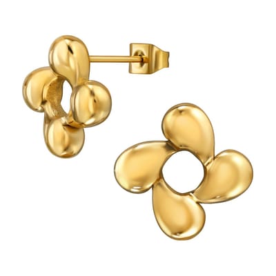 Goud kleurige stainless steel bloemmetjes oorbellen | chirurgisch staal | hypoallergeen | Zilverana | RVS
