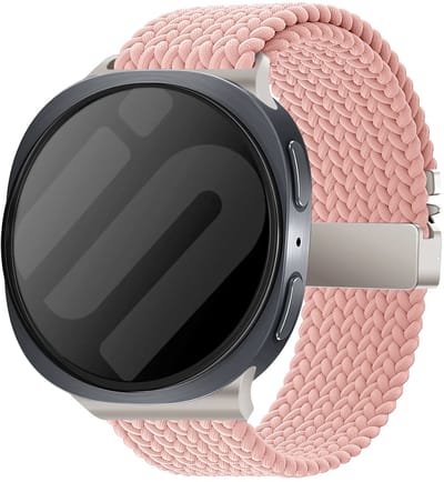 Strap-it Gevlochten nylon bandje met parachute sluiting geschikt voor Samsung Galaxy Watch 9 (40/44mm) / Watch 8 (40/44mm) / 8 Classic (46mm) - roze