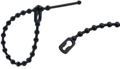 PRO-TIE® - Bundelbanden, Snelbinders Hersluitbaar, Rattenstaart / Beaded Cable Ties 100 mm zwart UV-Bestendig (Zak 100 stuks)