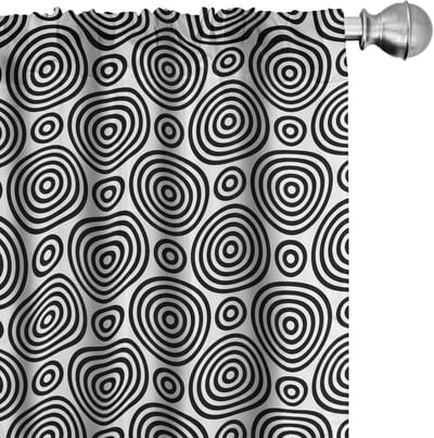 ABAKUHAUS Geometrische Gordijnen – 2x75x245 cm – Mikrofaser – Halfdonker – Zwart-Wit