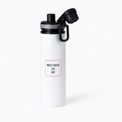 Hacebo® - meest trotse zus ooit waterfles met draaidop grijs - Zus - trotse zus - verjaardagscadeau - verjaardag - cadeau - cadeautje voor zus - zus artikelen - kado - geschenk - gift - water fles - 850ML