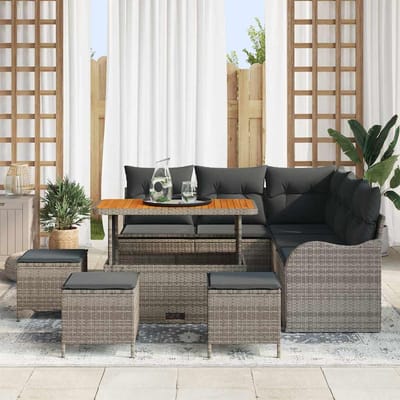 vidaXL - Tuinbank - Set - 9 - st - 8-Aantal - zitplaatsen - Grijs