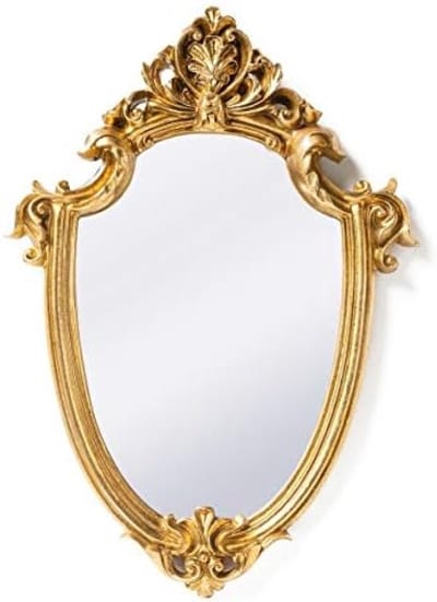Vintage Gouden Schildvorm Decoratieve Wandspiegel 29,5 x 22,9 cm - Hars Materiaal - Woonkamer Badkamer Sieraden Make-up Organizer