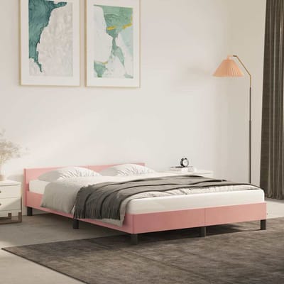 vidaXL - Bedframe - met - hoofdeinde - zonder - matras - 140x190 - cm - fluweel - roze