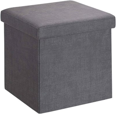 Opvouwbare Voetenbank - Opbergkruk Poef - Voeten Rusten - Met Opbergruimte - 38x38x38cm - Grijs