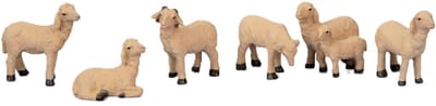 Schapen beeldjes - 6x stuks - wit - 2,5 - 4 cm - kunststof -miniatuur beeldjes/dierenbeeldjes